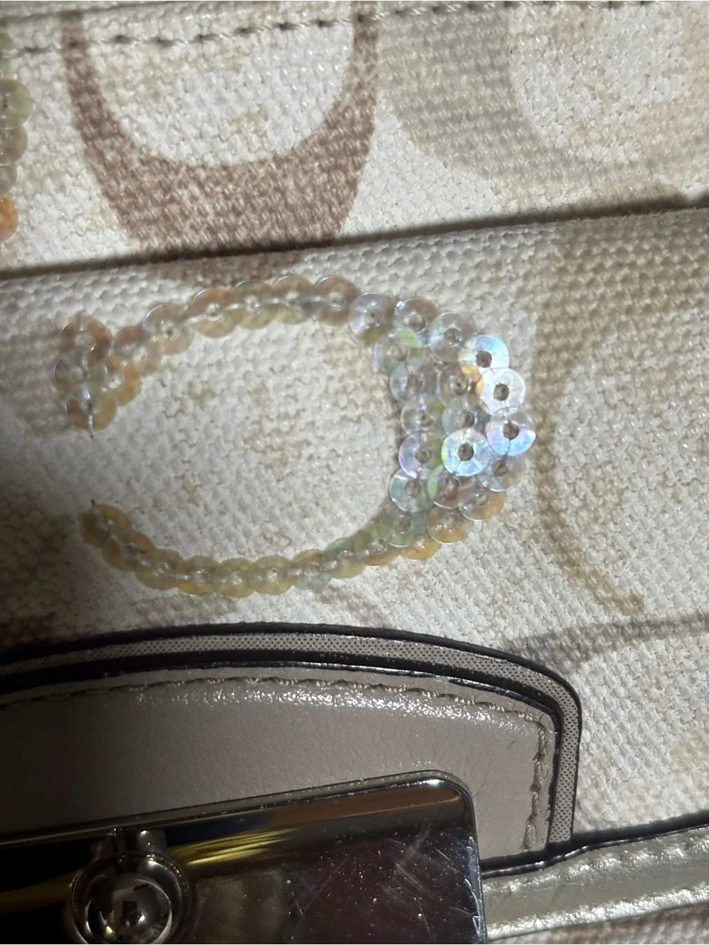 Coach Kristin Swing Bag  Crossbody Sequin Signature white  Brown